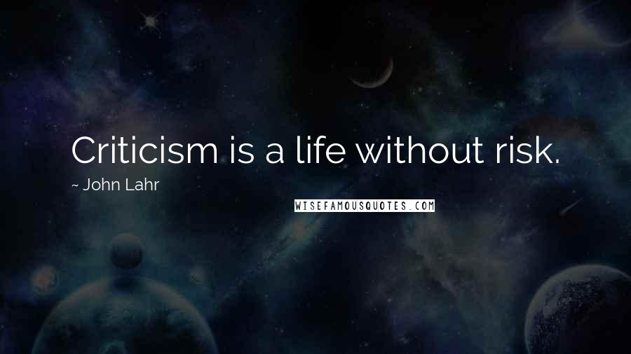 John Lahr Quotes: Criticism is a life without risk.