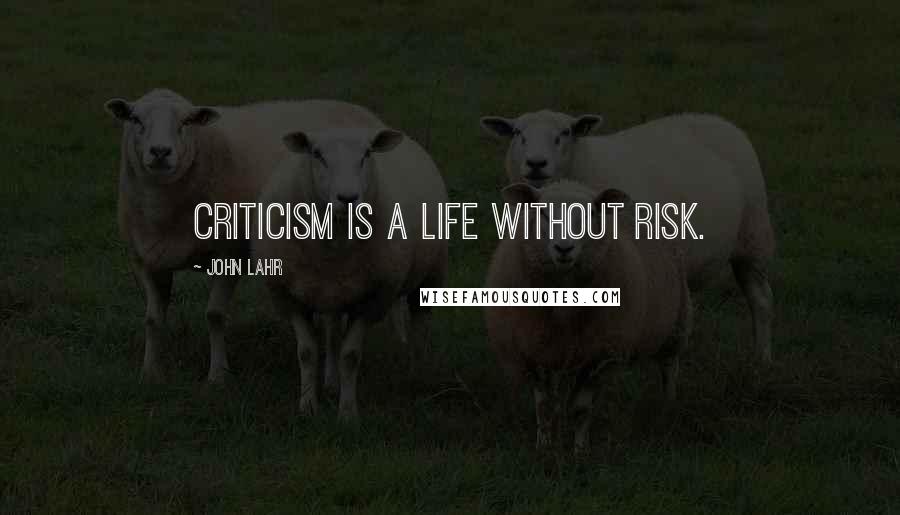 John Lahr Quotes: Criticism is a life without risk.