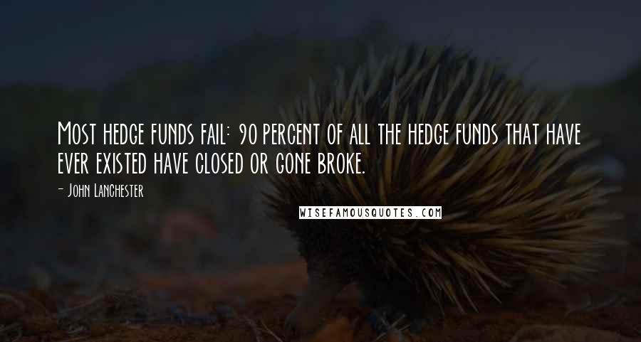 John Lanchester Quotes: Most hedge funds fail: 90 percent of all the hedge funds that have ever existed have closed or gone broke.