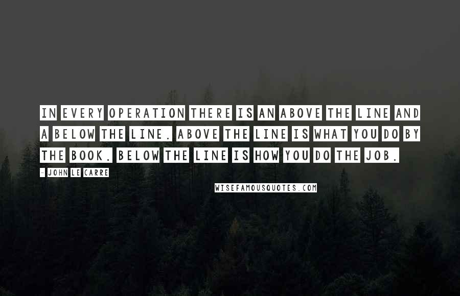 John Le Carre Quotes: In every operation there is an above the line and a below the line. Above the line is what you do by the book. Below the line is how you do the job.