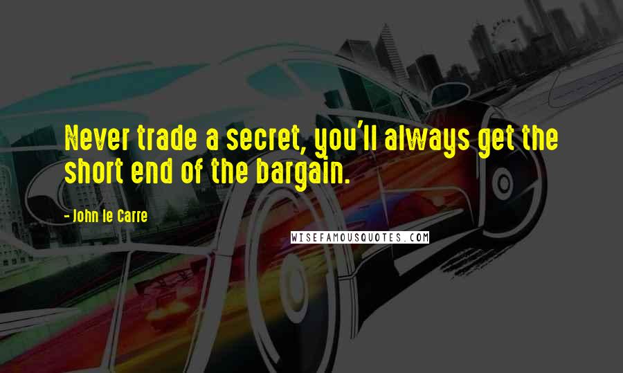John Le Carre Quotes: Never trade a secret, you'll always get the short end of the bargain.