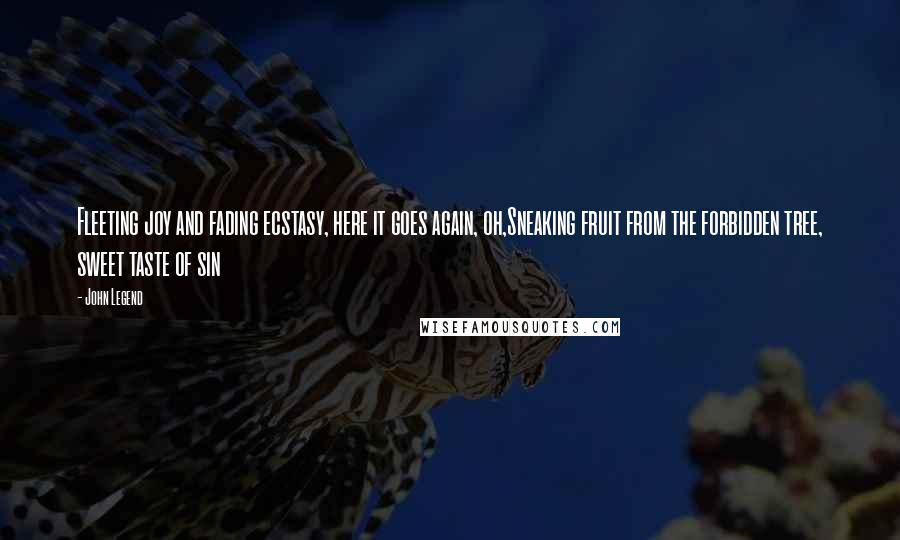 John Legend Quotes: Fleeting joy and fading ecstasy, here it goes again, oh,Sneaking fruit from the forbidden tree, sweet taste of sin