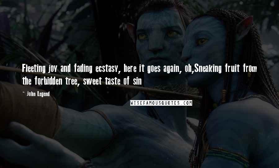 John Legend Quotes: Fleeting joy and fading ecstasy, here it goes again, oh,Sneaking fruit from the forbidden tree, sweet taste of sin