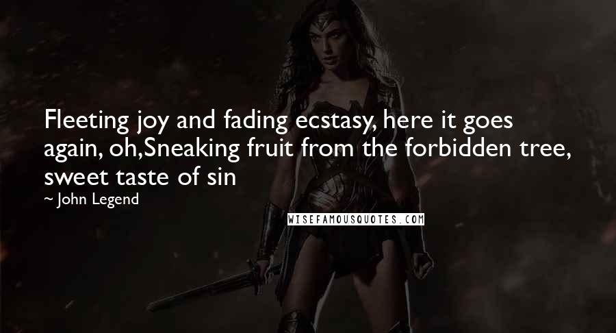 John Legend Quotes: Fleeting joy and fading ecstasy, here it goes again, oh,Sneaking fruit from the forbidden tree, sweet taste of sin