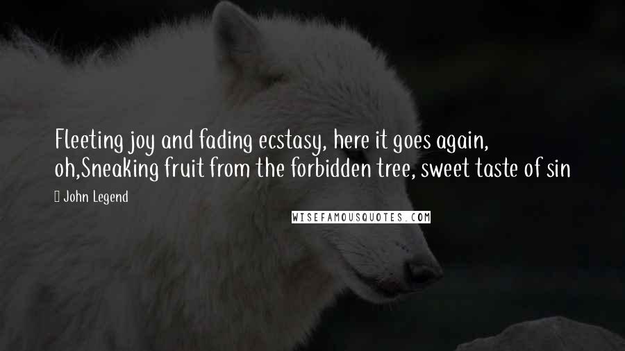 John Legend Quotes: Fleeting joy and fading ecstasy, here it goes again, oh,Sneaking fruit from the forbidden tree, sweet taste of sin