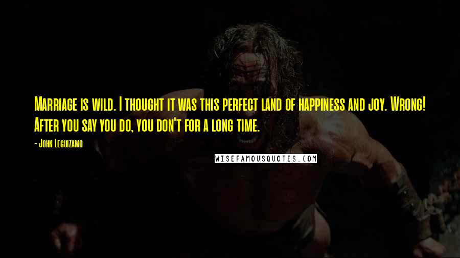 John Leguizamo Quotes: Marriage is wild. I thought it was this perfect land of happiness and joy. Wrong! After you say you do, you don't for a long time.