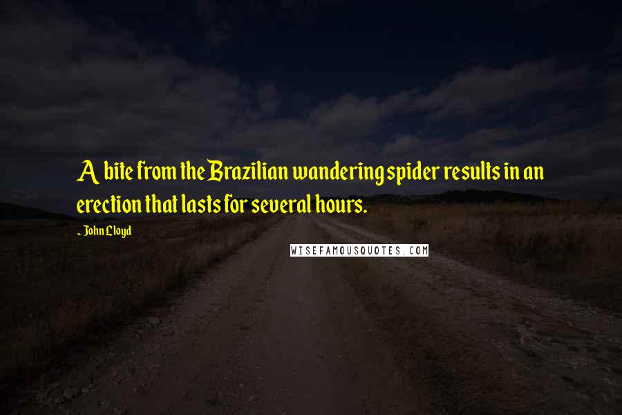 John Lloyd Quotes: A bite from the Brazilian wandering spider results in an erection that lasts for several hours.