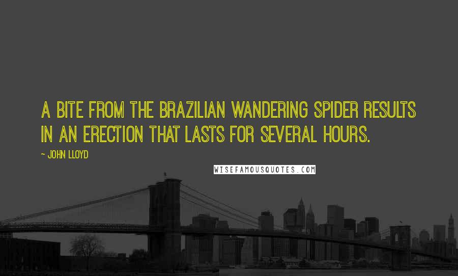 John Lloyd Quotes: A bite from the Brazilian wandering spider results in an erection that lasts for several hours.