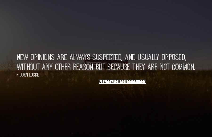 John Locke Quotes: New opinions are always suspected, and usually opposed, without any other reason but because they are not common.