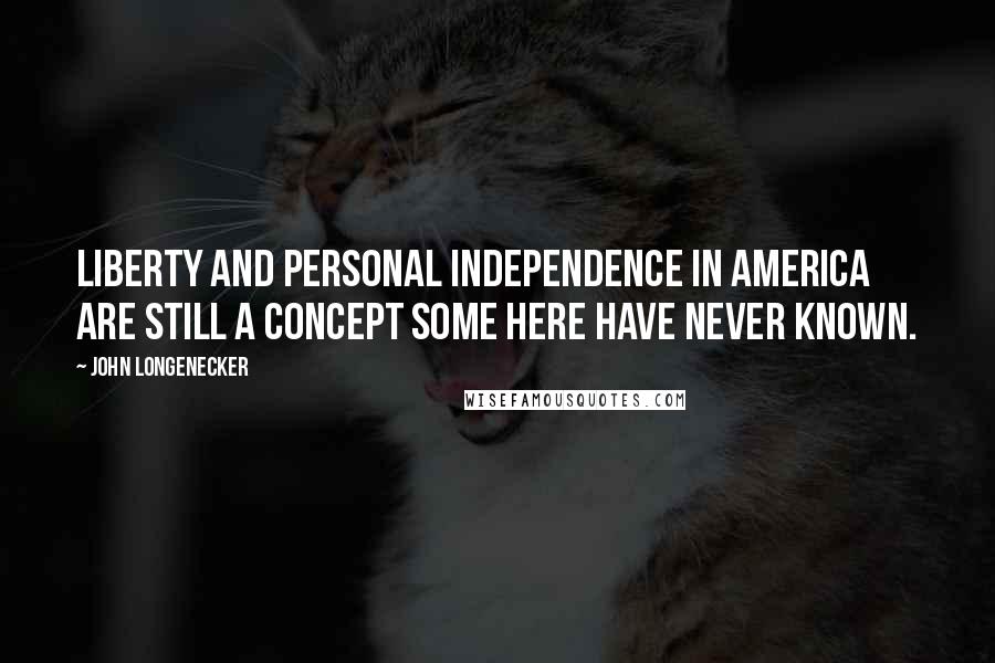 John Longenecker Quotes: Liberty and personal independence in America are still a concept some here have never known.