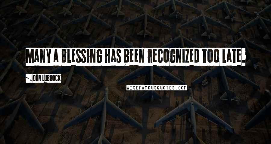 John Lubbock Quotes: Many a blessing has been recognized too late.