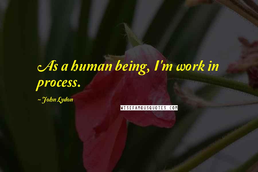 John Lydon Quotes: As a human being, I'm work in process.