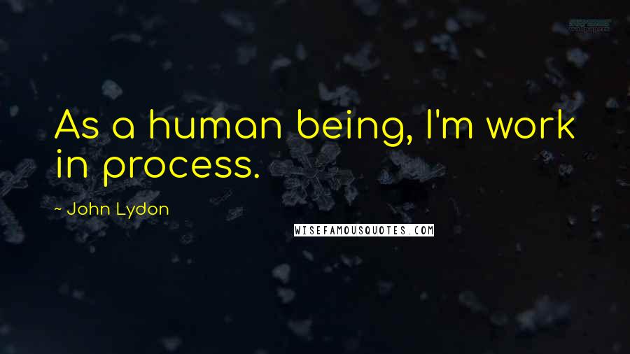 John Lydon Quotes: As a human being, I'm work in process.