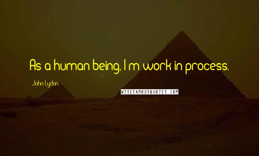 John Lydon Quotes: As a human being, I'm work in process.