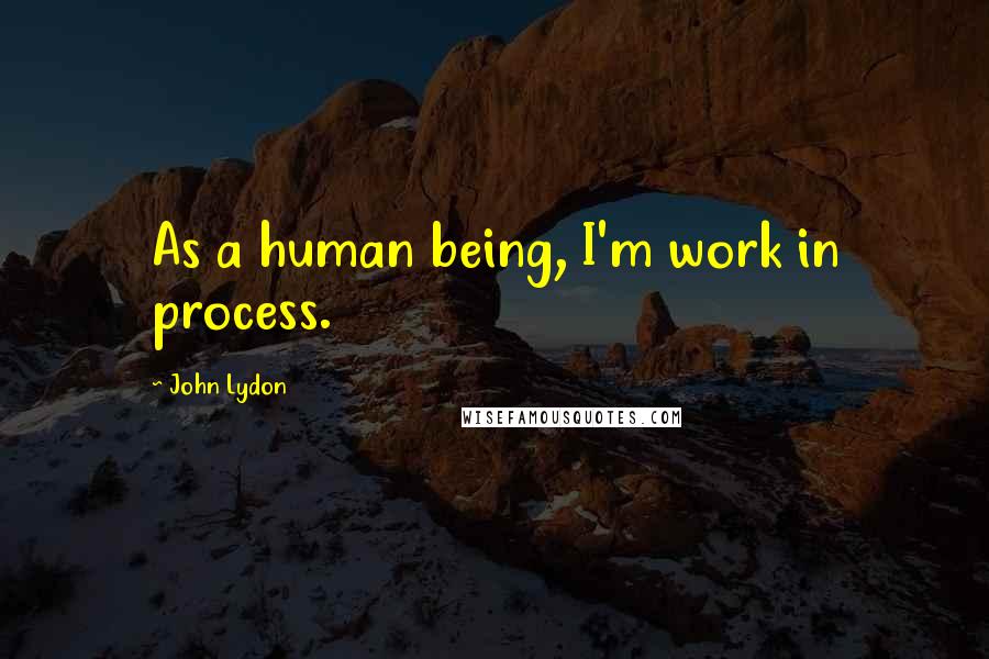 John Lydon Quotes: As a human being, I'm work in process.