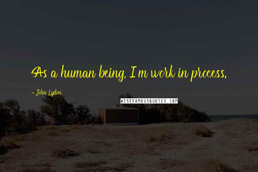 John Lydon Quotes: As a human being, I'm work in process.