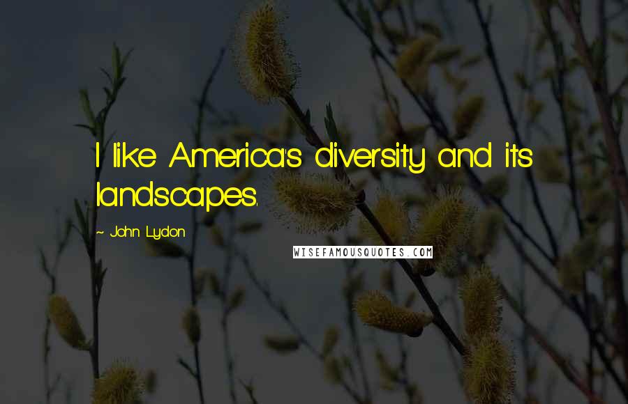 John Lydon Quotes: I like America's diversity and its landscapes.