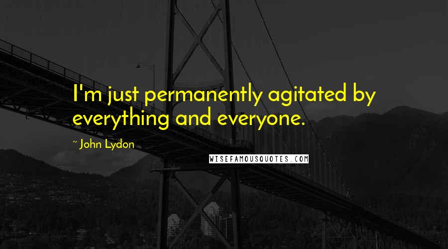 John Lydon Quotes: I'm just permanently agitated by everything and everyone.