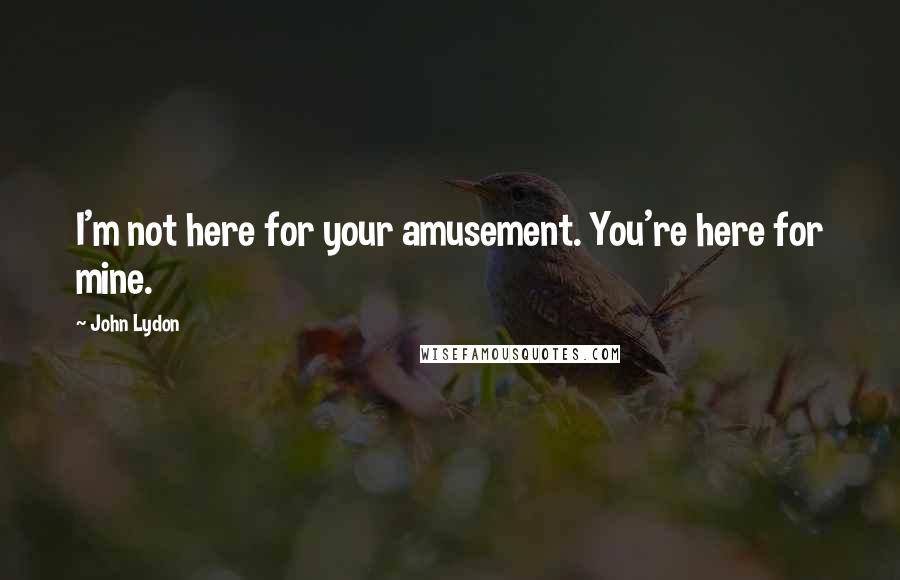 John Lydon Quotes: I'm not here for your amusement. You're here for mine.