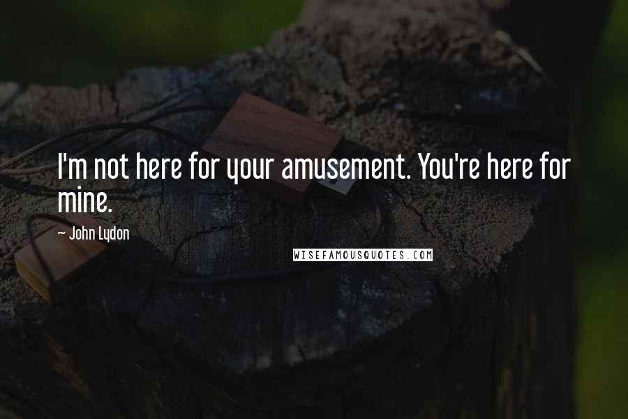 John Lydon Quotes: I'm not here for your amusement. You're here for mine.