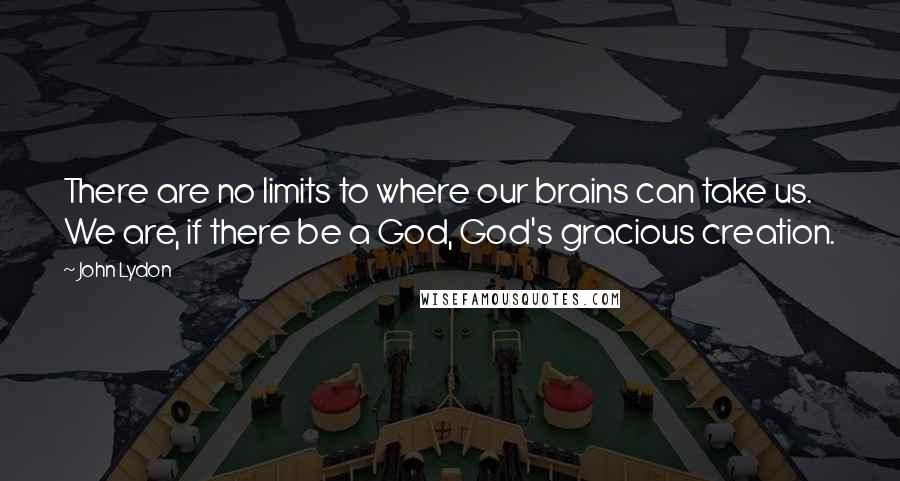 John Lydon Quotes: There are no limits to where our brains can take us. We are, if there be a God, God's gracious creation.