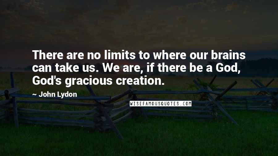 John Lydon Quotes: There are no limits to where our brains can take us. We are, if there be a God, God's gracious creation.