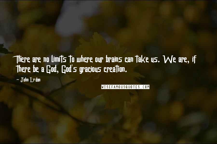 John Lydon Quotes: There are no limits to where our brains can take us. We are, if there be a God, God's gracious creation.