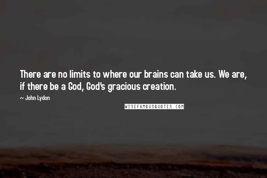 John Lydon Quotes: There are no limits to where our brains can take us. We are, if there be a God, God's gracious creation.