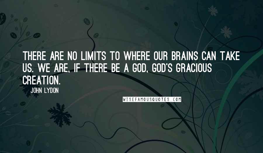 John Lydon Quotes: There are no limits to where our brains can take us. We are, if there be a God, God's gracious creation.