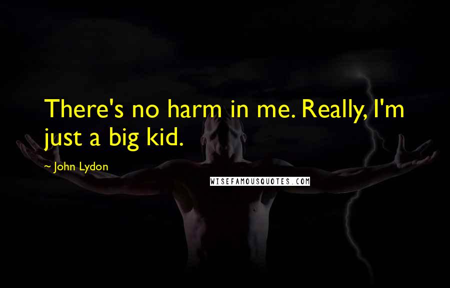 John Lydon Quotes: There's no harm in me. Really, I'm just a big kid.