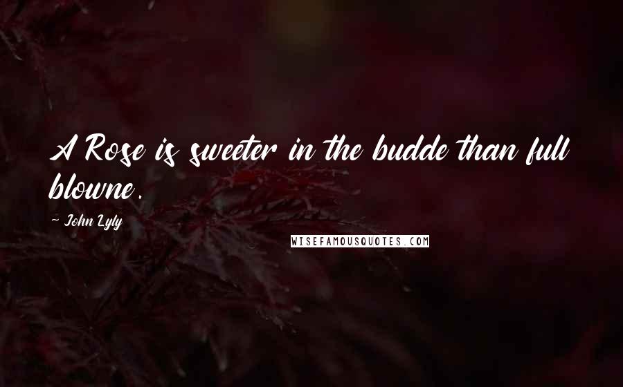 John Lyly Quotes: A Rose is sweeter in the budde than full blowne.