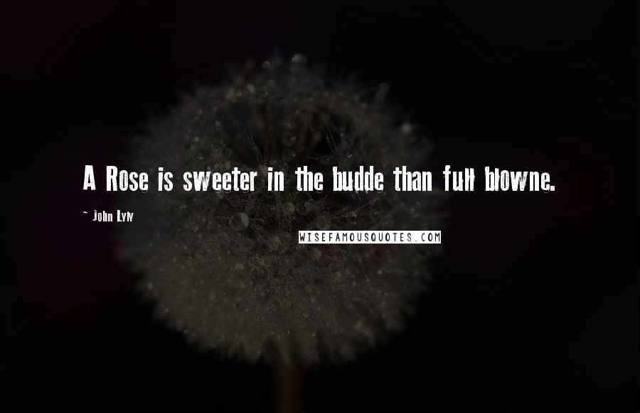 John Lyly Quotes: A Rose is sweeter in the budde than full blowne.