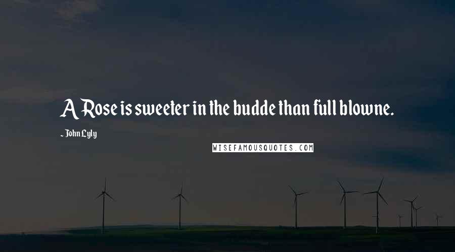 John Lyly Quotes: A Rose is sweeter in the budde than full blowne.