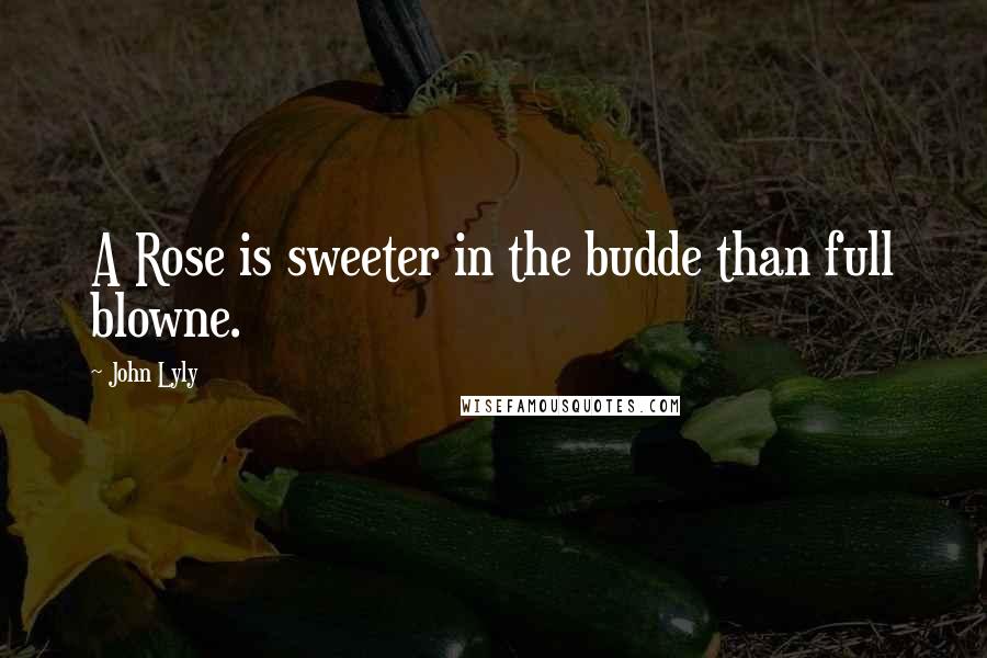 John Lyly Quotes: A Rose is sweeter in the budde than full blowne.