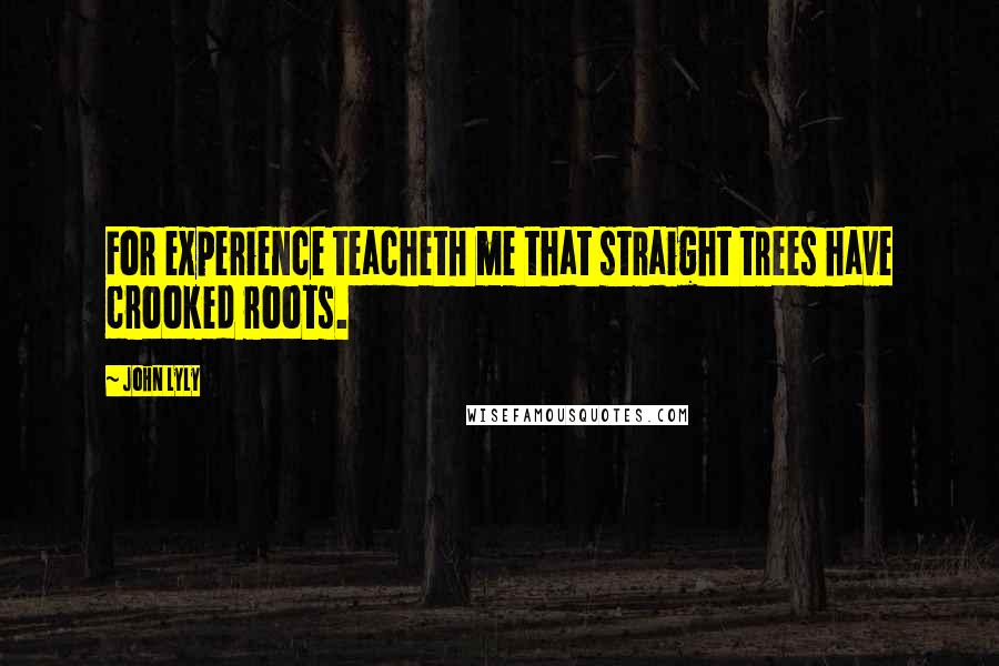 John Lyly Quotes: For experience teacheth me that straight trees have crooked roots.