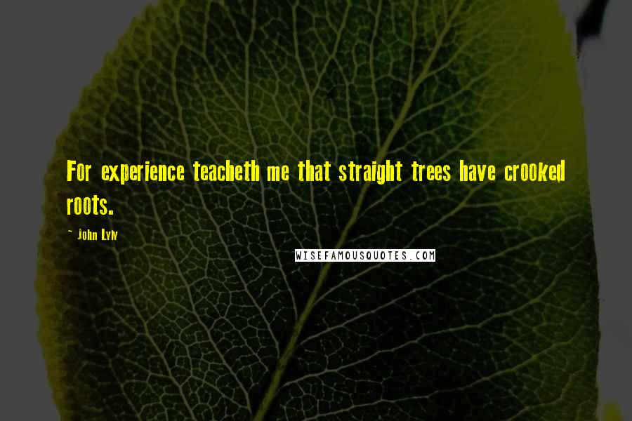 John Lyly Quotes: For experience teacheth me that straight trees have crooked roots.