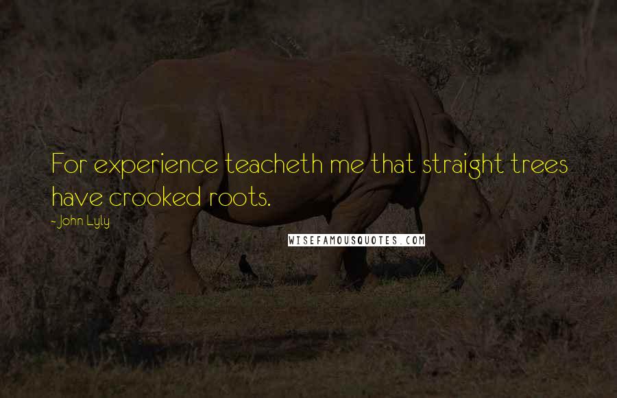 John Lyly Quotes: For experience teacheth me that straight trees have crooked roots.