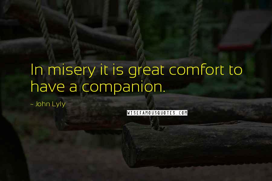 John Lyly Quotes: In misery it is great comfort to have a companion.