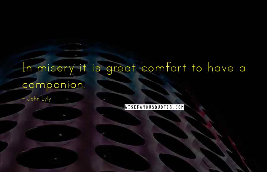 John Lyly Quotes: In misery it is great comfort to have a companion.
