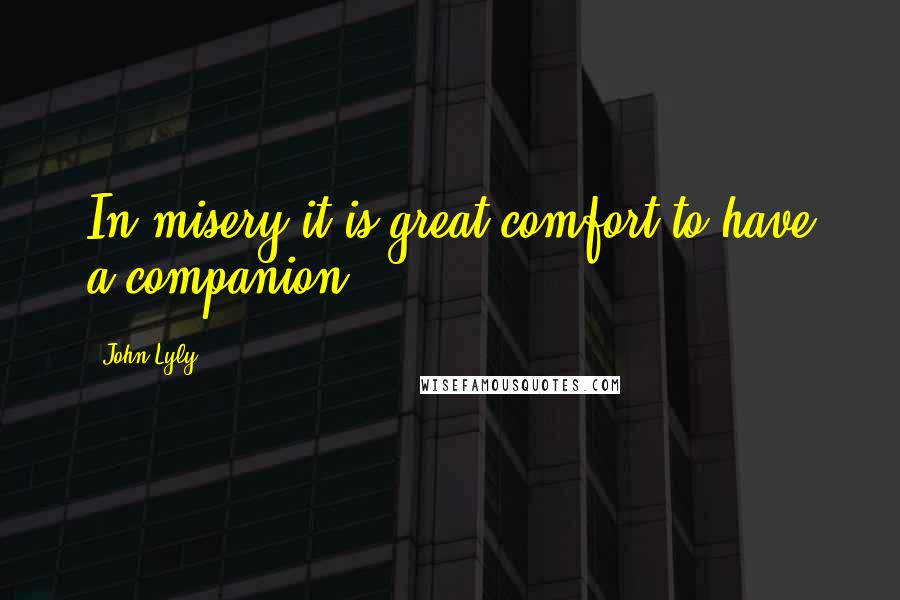 John Lyly Quotes: In misery it is great comfort to have a companion.