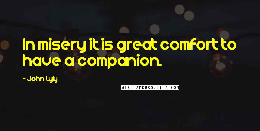 John Lyly Quotes: In misery it is great comfort to have a companion.