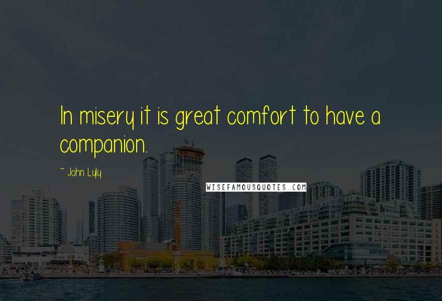 John Lyly Quotes: In misery it is great comfort to have a companion.
