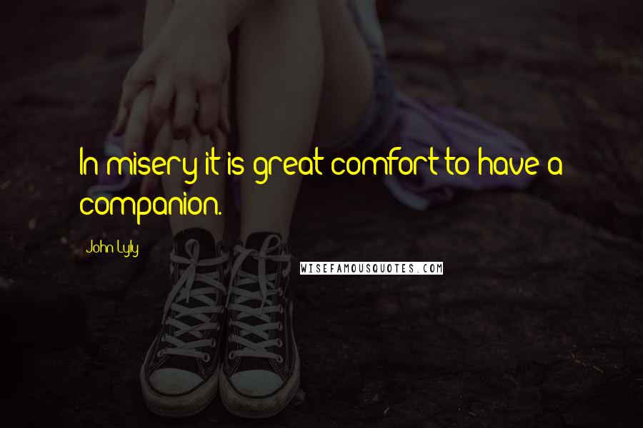 John Lyly Quotes: In misery it is great comfort to have a companion.