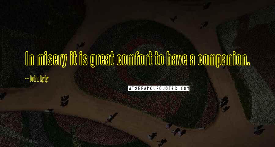 John Lyly Quotes: In misery it is great comfort to have a companion.