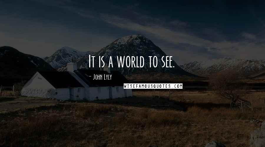 John Lyly Quotes: It is a world to see.