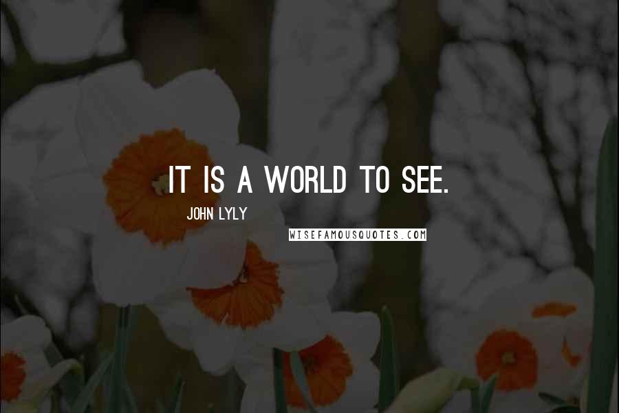 John Lyly Quotes: It is a world to see.