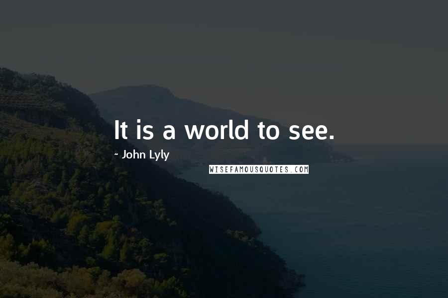 John Lyly Quotes: It is a world to see.