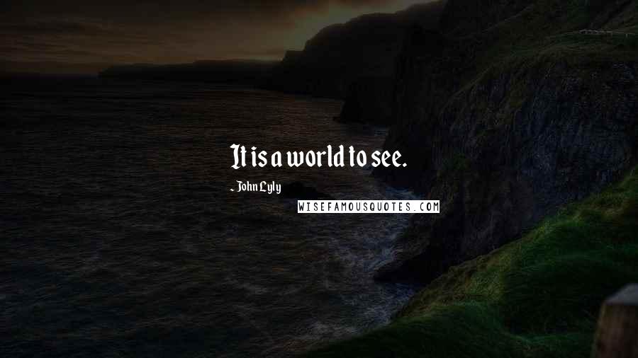 John Lyly Quotes: It is a world to see.
