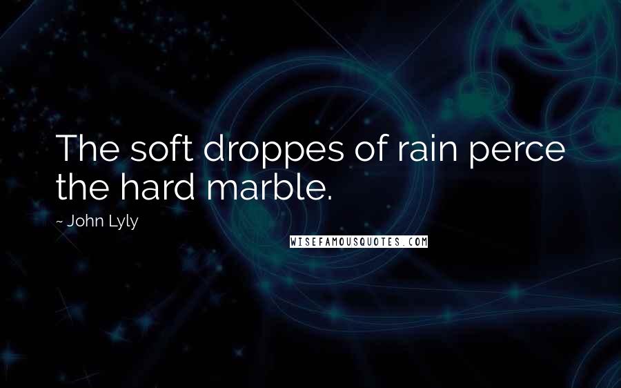 John Lyly Quotes: The soft droppes of rain perce the hard marble.