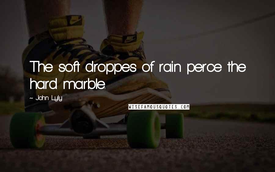 John Lyly Quotes: The soft droppes of rain perce the hard marble.